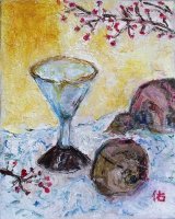 画像: ワイングラスと瓢箪　　　Ｆ３号　　　　油彩　