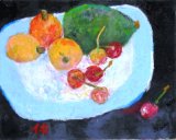 画像: 皿の果物（２）　　　Ｆ３号　　　　油彩