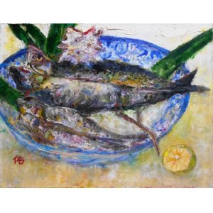 画像: 魚と貝　　　　Ｆ６号　　　油彩