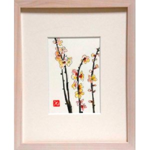 画像: 梅の花　　　ミニアチュール　　葉書サイズ　　ペンに水彩