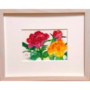 画像: 薔薇（１）　　　ミニアチュール　　　葉書サイズ　　ペンに水彩