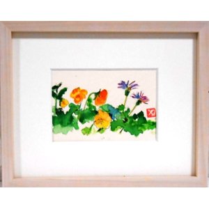 画像: 春の花　ミニアチュール　　葉書サイズ　　ペンに水彩