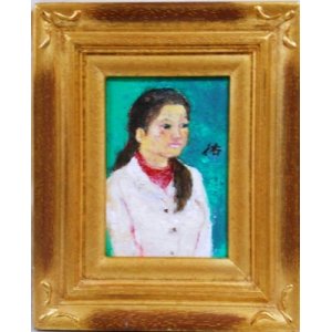 画像: 少女　　　ミニアチュール　　葉書サイズ　　　油彩