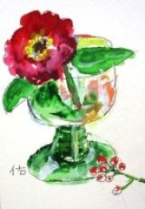 画像: お花のカット　　　ペンに水彩