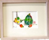 画像: 姫リンゴと小カボチャ　　　ミニチュアール　　葉書サイズ　　ペンに水彩