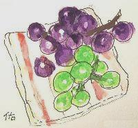 画像1: 皿の葡萄　　　　水彩　　　　カット