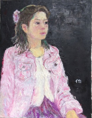 画像1: ピンクのジャケット　　　　Ｆ６号　　　　油彩