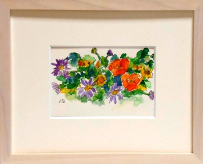 画像1: 春の花　　　ミニアチュール　　葉書サイズ　　　ペンに水彩