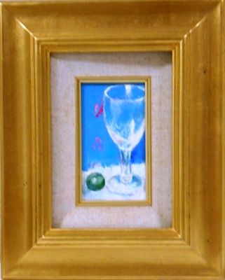 画像1: ワイングラスとビ―玉　　ミニチュアール　　　油彩