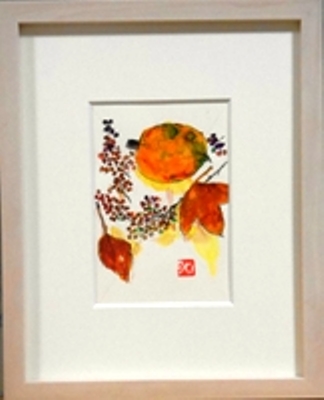 画像1: 秋　　ミニアチュール　　葉書サイズ　　ペンに水彩