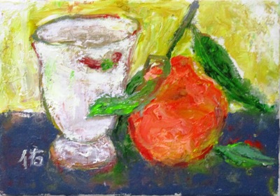 画像1: 陶器のマグカップにぽんかん　　　ＳＭ　　　油彩