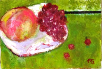 画像1: ガラス皿の果物　　　ＳＭ　　　油彩